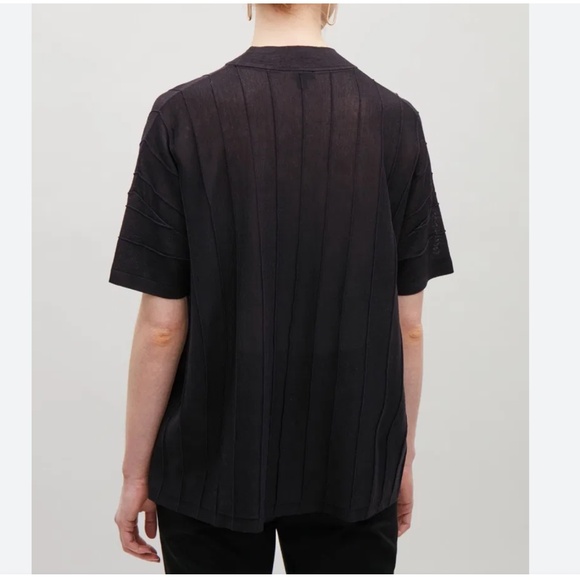 COS Oversized Stitch Tee Top Sheer Minimalist High crew neck Sz L - Picture 3 of 16